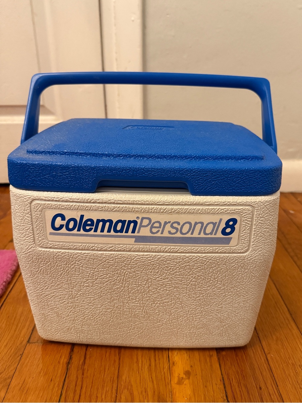 Vintage Coleman Personal 8 Cooler Blue White Lunch Cooler 90s